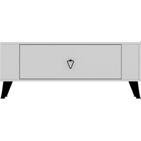 Resim 1376dd Retro-1 Tv Sehpası Beyaz-siyah 