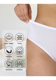 Resim Alya Underwear Kadın Külot Yüksek Bel Tanga, Toparlayıcı - 2 Siyah, 1 Beyaz, 2 Ten S, M, L, Xl, 2xl - 5 Adet Beyaz P05 