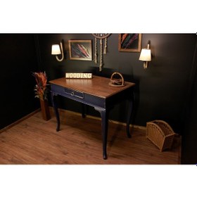 Resim Wooding 100 Cm Masif Ceviz Lacivert Çalışma Masası 