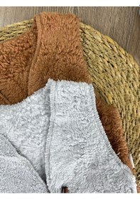 Resim Bebicix Peluş Unisex Kışlık Yelek 2'li Takım Kahve 