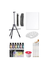 Resim Rich Mastermix Akrilik Boya Seti 6x60 Pastel Renk 3 Ayaklı Şövale 35x50 Tuval Seti Metal Şövale Seti 