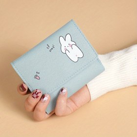Resim Kadınlar için [Fantastik Cazibe] Sevimli Açık Mavi Karikatür Tavşan Cüzdan - Çoklu Kart Yuvalı, Sentetik Deri, Tatlı Tarz, Günlük Kullanım için Mükemmel 