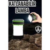 Resim Katlanabilir Kamp Lambası Solar Fener Görünümlü 3 Kademeli Şarjlı 