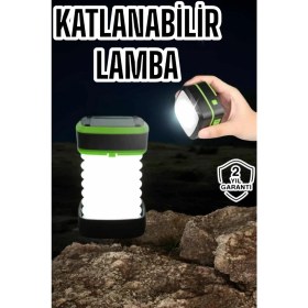 Resim Katlanabilir Kamp Lambası Solar Fener Görünümlü 3 Kademeli Şarjlı 