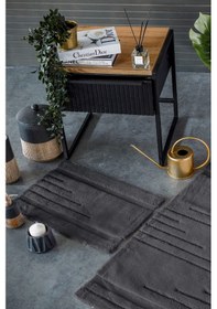 Resim Hcw Vegas Antrasit %100 Pamuk Viskon 2 Parça Banyo Paspas Seti 40 60+60 100 Cm Antrasit 