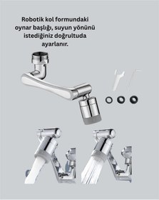Resim Zengemtx 2 Modlu 1080 Dönebilen Musluk Başlığı Esnek 3 Eklemli Hareketli Tasarım 