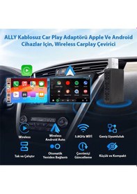 Resim Ally Kablosuz Car Play Adaptörü Android Cihazlar Için Wireless Carplay Çevirici 