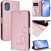 Resim Nokia C02 İçin Telefon Kılıfı Çevirme Kapaklı Manyetik Rfıd Engelleme Pu Deri Kartlık Tutucu Kickstand 