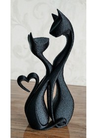 Resim Doğal Kediler Heykeli Hediyelik Minimal Ev Ofis Dekoratif Obje 14cm 