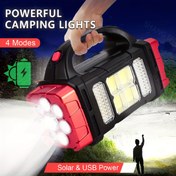 Resim 1 adet GDSIZHE Güneş ve USB Şarj Edilebilir Acil Işık - Yüksek Parlaklık Çok Fonksiyonlu Taşınabilir Kamp El Feneri, 4 Mod, 4 LED Işık, 3 Güneş Paneli, Açık Hava Aktiviteleri, Ev Güç Kesintileri için İdeal (Pil Dahil), Kamp Ekipmanı, Dayanıklı Plastik Kapak 