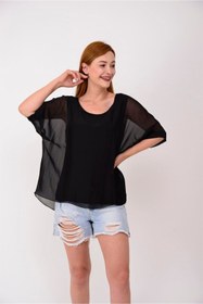 Resim Park Moda 6061 Yarasa Kol Sırt Bağlamalı Ipek Bluz 