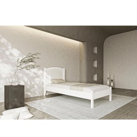 Resim Rüzgar Modern İnci Beyaz Tek Kişilik Karyola 120x200 