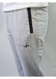 Resim Jump Erkek Pamuklu Slim Fit Düz Paça Eşofman Altı Melanj Gri 