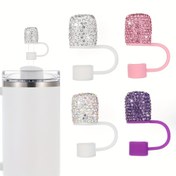 Resim 4 adet Bling Elmas Pipet Kapağı, 30 ve 40 oz için Pipetler Kapakları ile Tumblerlar, 10 mm Pipetler için Pipet Üstü, Noel için En İyi, Şükran Günü için Mükemmel 