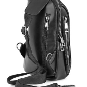 Resim Polo Air Erkek Omuz Çantası Çapraz Göğüs Ve Sırt Çantası Body Bag Siyah Vegan Deri Etn-72-s 
