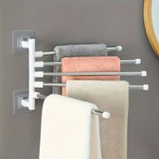 Resim 1 adet Modern Duvara Monte Banyo Havlu Askılığı, 180° Dönen Kancalı, Delme Gerektirmeyen Paslanmaz Çelik ve Plastik Yapı, Tuvalet Malzemeleri ve Havlular için Vakumlu Düzenleyici Raf 