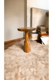 Resim Simillo Home&Living Wooden Ahşap Tekli Mantar Yan Sehpa Modern Tik Ağacı Renk Fiskos 