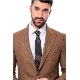 Resim Wessi Slim Fit Desenli Açık Kahverengi Erkek Ceket Açık Kahverengi 