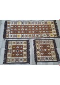 Resim Oto Koltuk Üstü Kilim 45x50cm 50x130cm Kahve 3'lü Set 