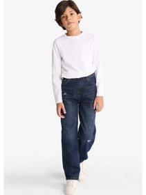 Resim Defacto Erkek Çocuk Loose Fit Yırtık Detaylı Düz Paça Jean Pantolon G3069a825wnnm34 Mavi 