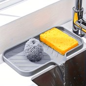 Resim Silikon Mutfak Lavabo Organizer Tepsisi, 1adet, Gıda İletişimli Olmayan Sabun ve süngerlik, Su Geçirmez Mutfak Depolama Aksesuarı 