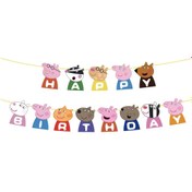 Resim 13 adet Peppa Pig Doğum Günü Partisi Bayrağı - Renkli Hayvan ve Balon Tasarımı, Ev ve Bahçe Kutlama İçin Festiv Birkağı, Parti Dekorasyonu | Festiv Bayrak | Dayanıklı Kağıt Bayrak, Doğum Günü Parti Süslemeleri 