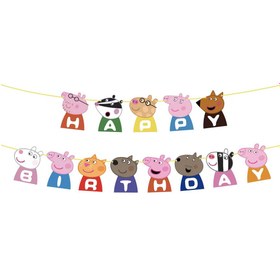 Resim 13 adet Peppa Pig Doğum Günü Partisi Bayrağı - Renkli Hayvan ve Balon Tasarımı, Ev ve Bahçe Kutlama İçin Festiv Birkağı, Parti Dekorasyonu | Festiv Bayrak | Dayanıklı Kağıt Bayrak, Doğum Günü Parti Süslemeleri 