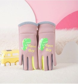 Resim Çocuk Eldivenleri Sonbahar Ve Kış Sıcak Erkek Ve Kadın Kadife Açık Hava Sporları Bisiklet Rüzgar Geçirmez Soğuk Kayak Eldivenleri Pembe 