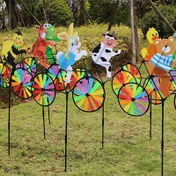 Resim 1 adet Whimsical Animal Biker Rüzgar Döndürücü - Karikatür Hayvan Bisiklet Tasarımı - Renkli Plastik Rüzgar Gücüyle Çalışan Dış Mekan Dekorasyonu - Dayanıklı Bahçe ve Çim Süsü, Dış Mekan Dekoru | Canlı Bahçe Çubuğu | Renkli Rüzgar Gülü, Bahçe Rüzgar Gülleri 