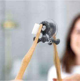 Resim Beyaz Diş Fırçası Tutacağı Siyah 