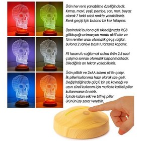 Resim Kuru Kafa Tasarımlı 3D LED Lamba, 3 Boyutlu Kafatası Dijital Artwork Gece Lambası, Kurukafa Gotik Hediye 