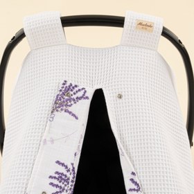 Resim Puset Örtüsü - Çift Taraflı - Beyaz Petek - Lavanta 