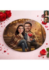 Resim Bk Gift Kişiye Özel Sevgili Karikatürlü Yuvarlak Puzzle 20x20cm -7, Sevgililer Günü Hediyesi, Sevgiliye Hediye Kobitmeyencom36160 Bk Gift 