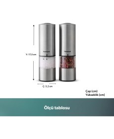 Resim Homend Grindgo 6003H Şarjlı Baharat Değirmen Seti 