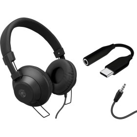 Resim Hypergear V50 Type-C ve 3.5mm Jack Girişli Mikrofonlu Kablolu Kulaküstü Kulaklık Siyah 