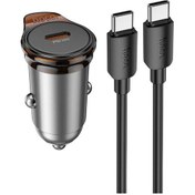 Resim Hoco Nz16 Rigorous Pd 30w Usb-c / Type-c - Usb-c / Type-c Tek Bağlantı Noktalı Araç Şarj Cihazı Seti Gri 