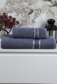 Resim %100 Pamuk 2 Parça Kadın\u002FErkek Banyo Duş Hamam Havlu Seti 90x150 Cm 
