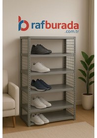Resim Rafburada 6 Katlı Çelik Ayakkabılık Rafı 31x75x150 cm 