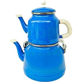 Resim qussine Vintage Çaydanlık Takımı Lacivert Emaye Çaydanlık Takımı 3.5 Litre Lacivert 