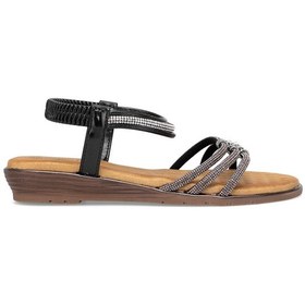 Resim Guja 25y174 Kadın Taşlı Düz Sandalet Siyah Siyah 