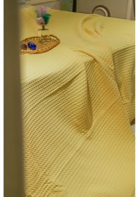 Resim Sofline Premium %100 Pamuk Tek Kişilik Yazlık Pike, Yatak Örtüsü, Terletmez Kumaş Güneş Sarısı 160x240cm Açık Sarı 