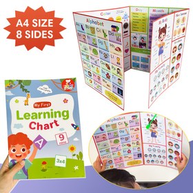 Resim Lachilly My First Learning Chart - A4 Boyutu 8 Taraflı İngilizce Alfabe, Sayılar, Meyveler, Sebzeler Flashcardlar, Etkileşimli Aktiviteler ile, Küçükler için Eğitici Oyuncaklar, Okul Malzemeleri ve Duvar Dekoru, Erken Öğrenme Yardımcısı | Etkileşimli Öğrenme | Dayanıklı Kağıt Kalitesi, Öğrenme Şeridi 