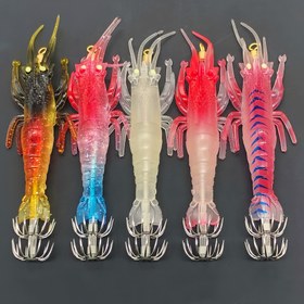 Resim 1 Adet Gece Balıkçılığı İçin 10cm/3.94in PVC Malzeme UV Ahtapot Yem, Çok Renkli Gerçekçi Karides ve Kalamar Kancası, Uzun Mesafe Atışlar için Tuzlu Su Avı 