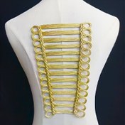 Resim 1 adet Vintage Barok Tarzı Merdiven Kurbağa Düğmesi Nakış Yaması - Altın ve Siyah Halat Nakış Dikiş, DIY El Sanatları, Giysi Dekoru, Tekstil Sanat, Dikiş Süslemeleri, Dantel Nakış, El Yapımı Aksesuar, Antika Estetik, Metalik Kaplama 