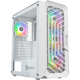 Resim Zoko Chiko White 4x12 CM ARGB Fan Mesh Panel Temperli Cam Bilgisayar Kasası 