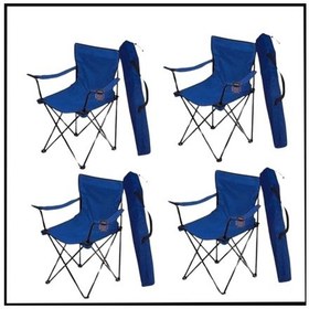 Resim Lacivert- Taşıma Çantalı 4 Adet Katlanır Kamp Sandalyesi - Piknik Plaj Sandalyesi -Tab Lacivert 