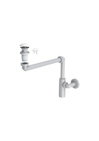Resim Suera Luna Yer Tasarruflu Lavabo Sifonu + Elixir Pop-Up Set (Parlak Beyaz - Taşma Delikli) 