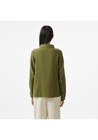 Resim Nautica Kadın Yeşil Oversize Fit Gömlek Düz 55w072t Yeşil 