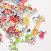 Resim 20 Adet Canlı Ahşap Zürafa Düğmeleri, 35x26mm - DIY Bileklik & Hediye Yapımı için Karışık Desenler, Çiçekli ve Çizgili Desenlerle Renkli Hayvan Şekilleri, DIY Bileklik Yapımı|Renkli Desenler|Dokulu Bitiş 