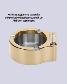 Resim Çakmak Entegreli Küllük Yeniden Doldurulabilir Metal Gövde 